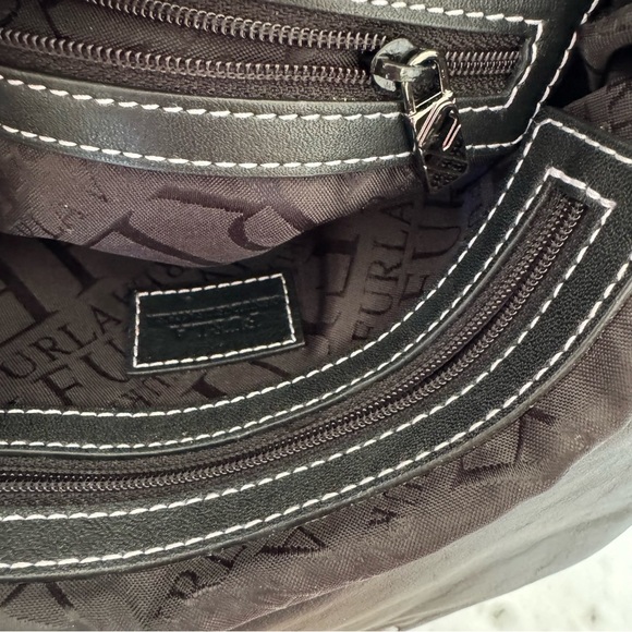 FURLA Genuine Leather Black with Contrast Stitching Crossbody Purse Bag - Picture 9 of 14